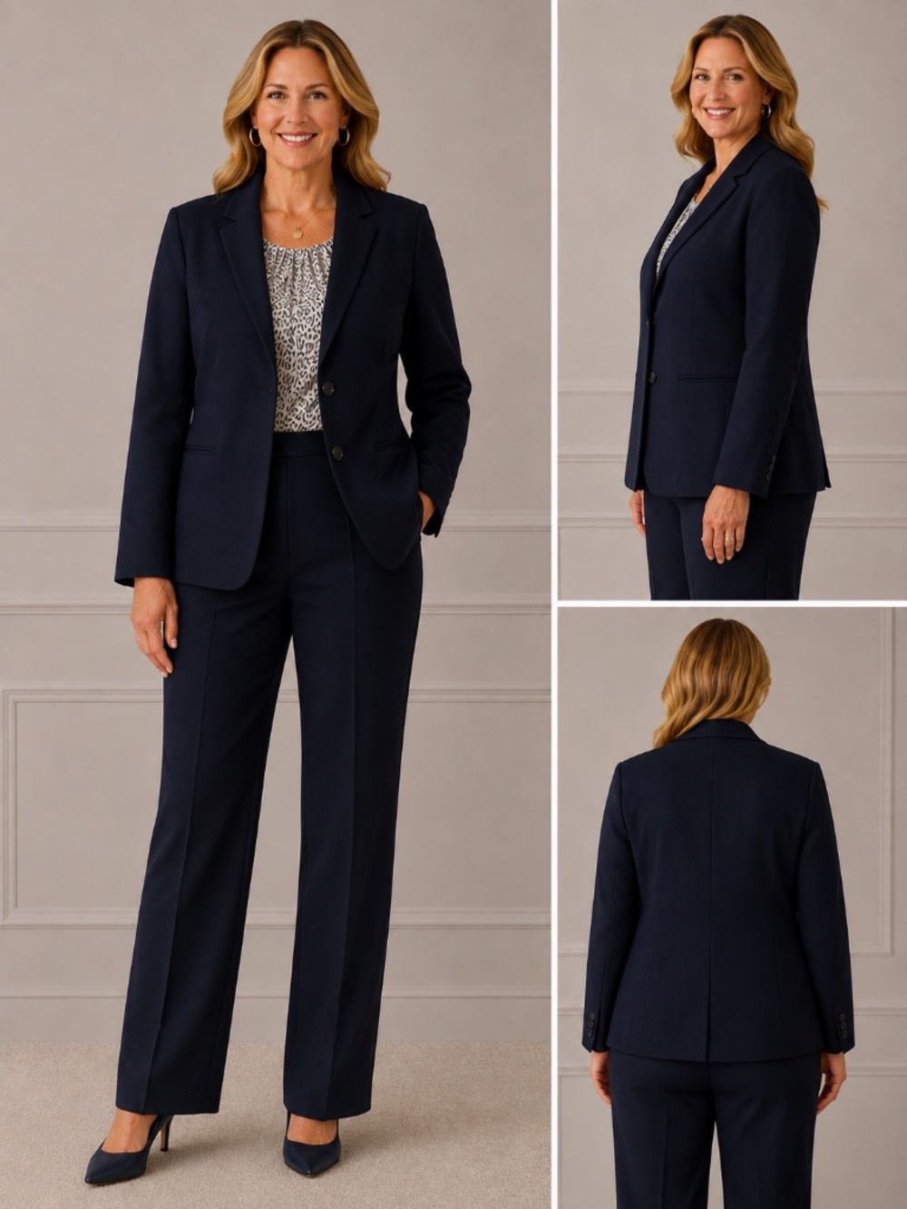 Kasper Women’s 20W Black 2 Piece Pant Suit Blazer & Pants Career